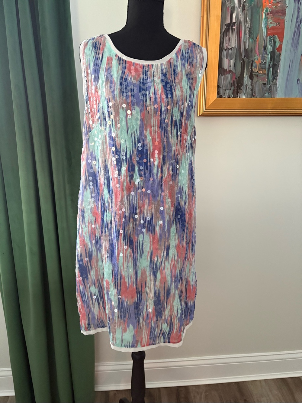 Multicolor Sequin Shift Dress - Sleeveless Summer Dress